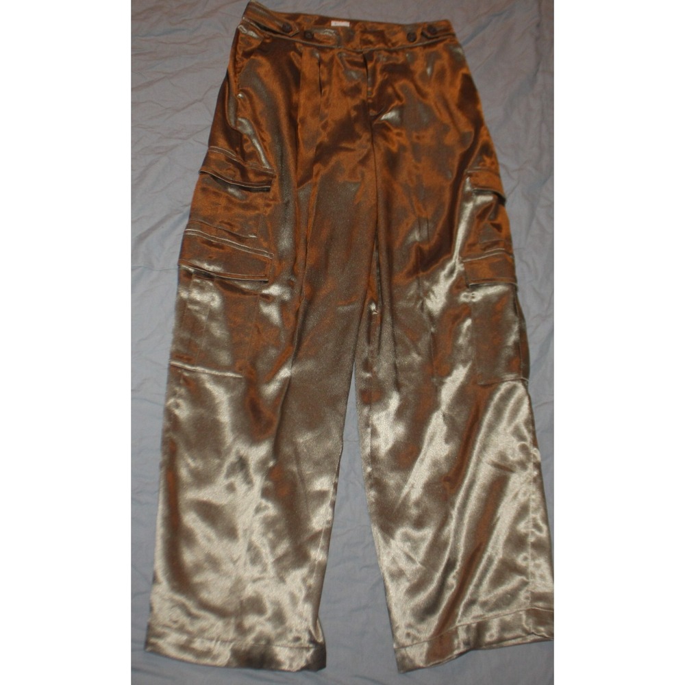 Women's High-Rise Satin Cargo Pants - A New Day Brown 16 New